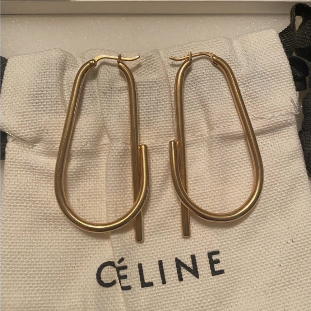 Celine Gold Oval Hoop Earrings